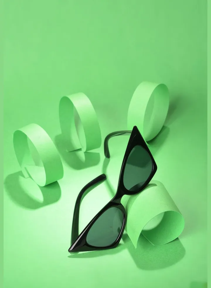 Women Black Lens Black Cateye Sunglasses