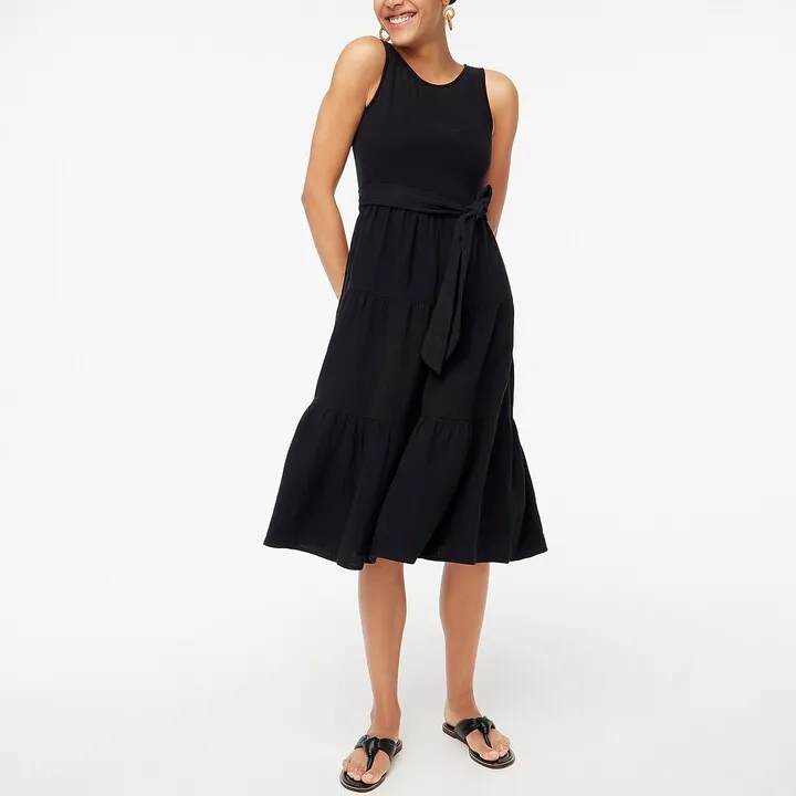 J.Crew Factory Women's Belted Gauze Midi Dress