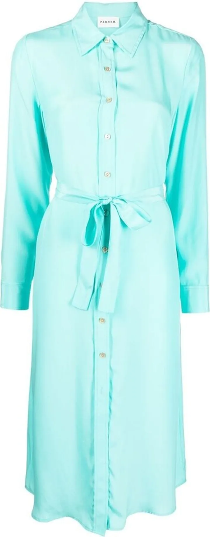 Belted Button-Up Silk Midi Dress