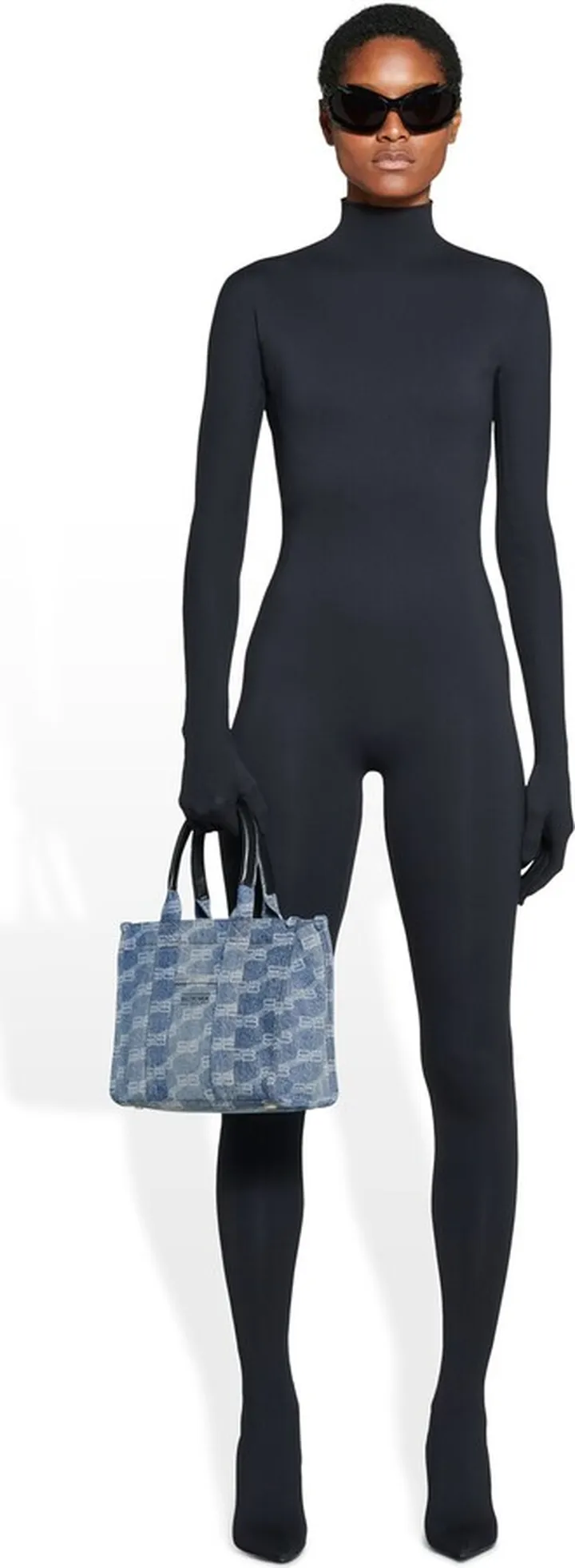 Hardware Small Tote Bag With Strap Bb Monogram Bleached Denim
