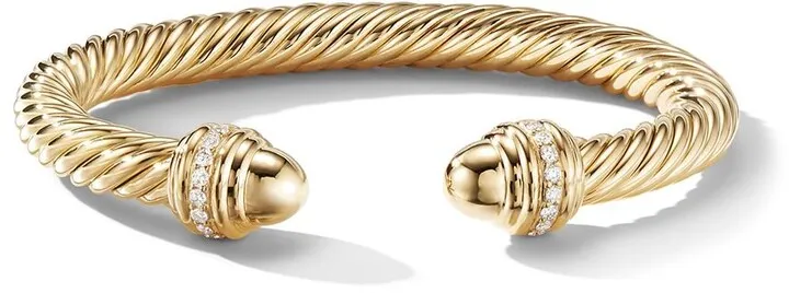 18kt yellow gold Cable diamond cuff