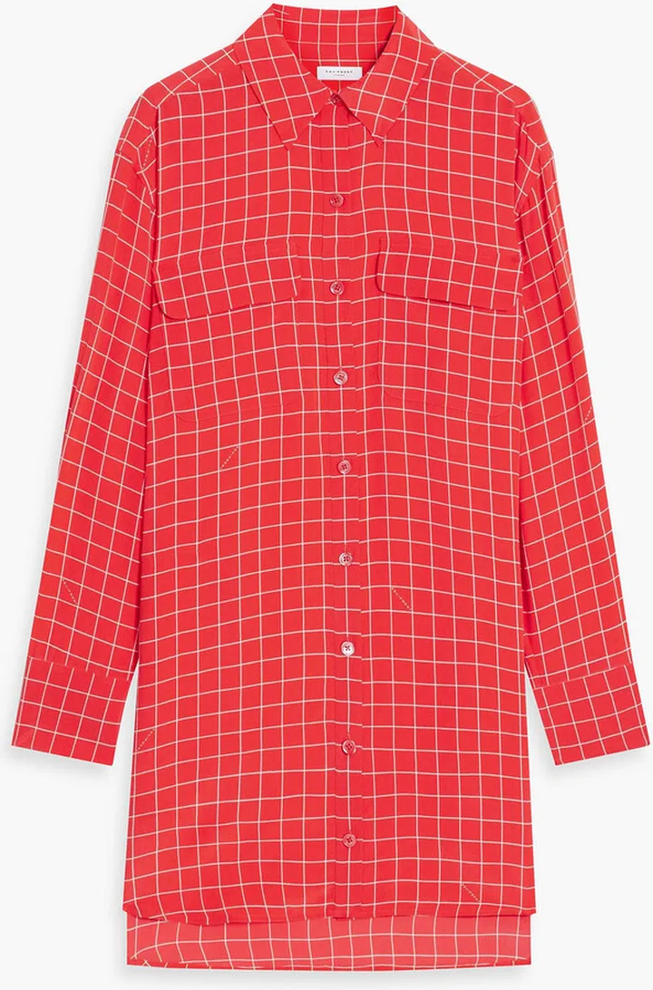 Ellene checked silk-crepe mini shirt dress