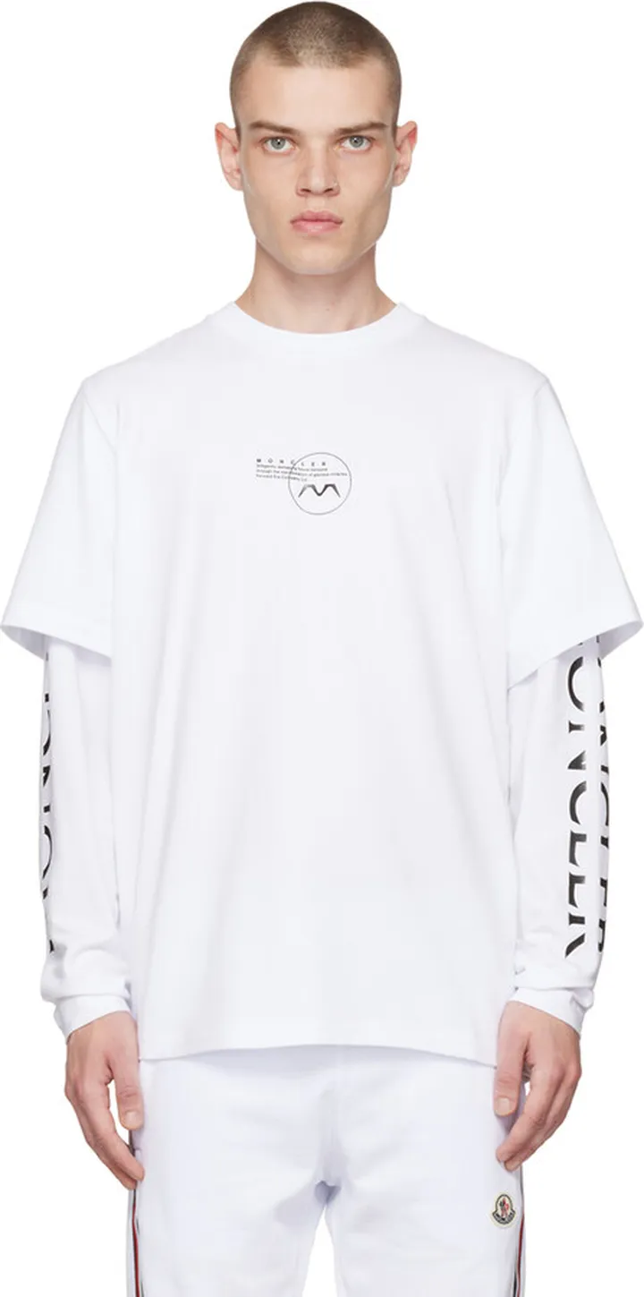 Moncler White Printed Long Sleeve T-Shirt