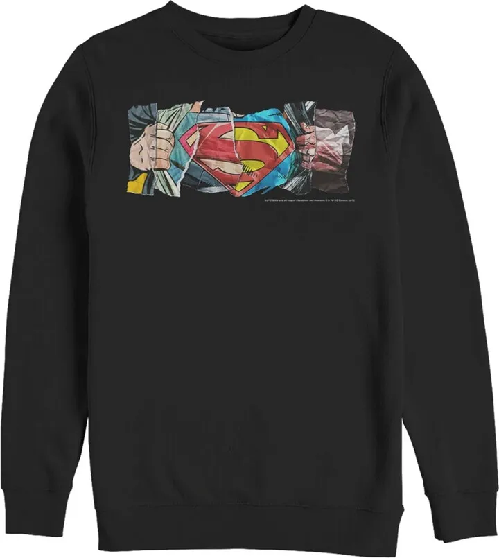 Men's Superman Logo Ripped Paper Sweatshirt - Black - Small