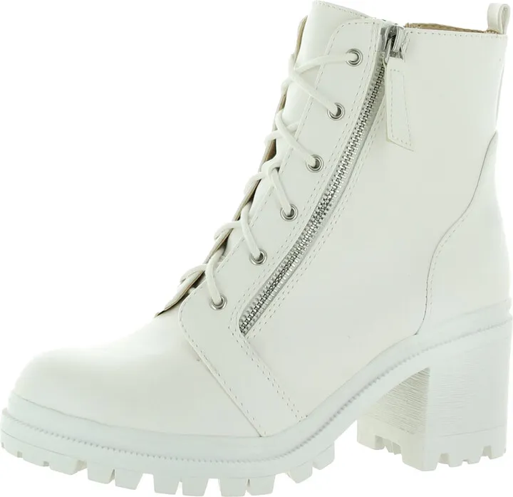 Timber Womens Faux Leather Lug Sole Combat & Lace-up Boots