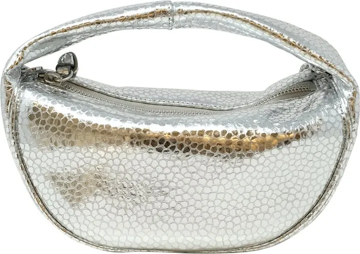 By Far Baby Cush Silver Flagstone Leather Handbag