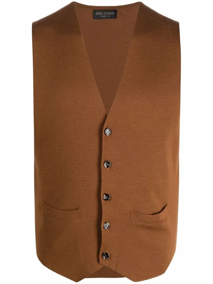 V-neck merino-wool waistcoat