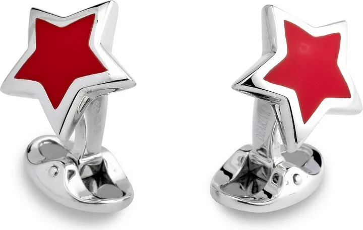 Deakin & Francis - Deakin & Francis Sterling Silver Red Enamel Star Cufflinks