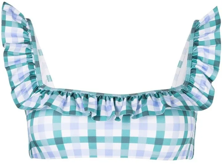 Flounce Gingham Ruffle Bikini Top