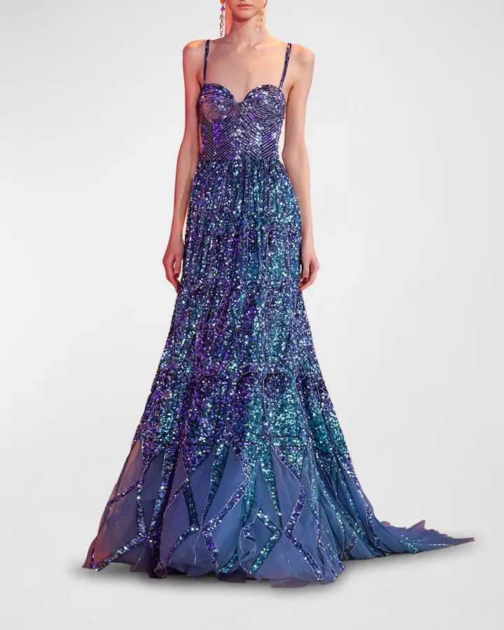 Beaded Corset Tulle Gown