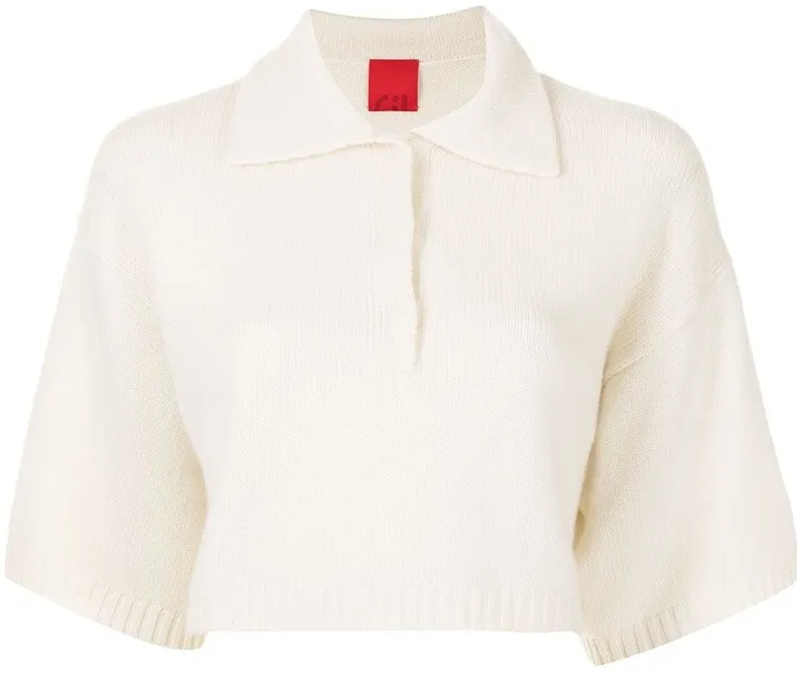 Demi cropped cashmere polo shirt