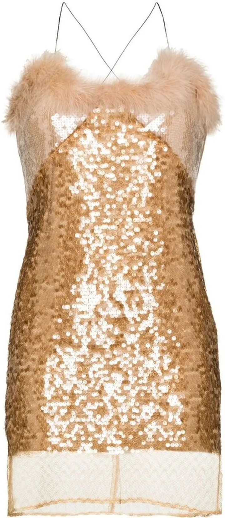 Umaia feather-trim sequinned dress