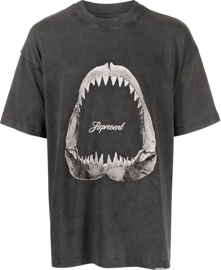 shark-print cotton T-shirt