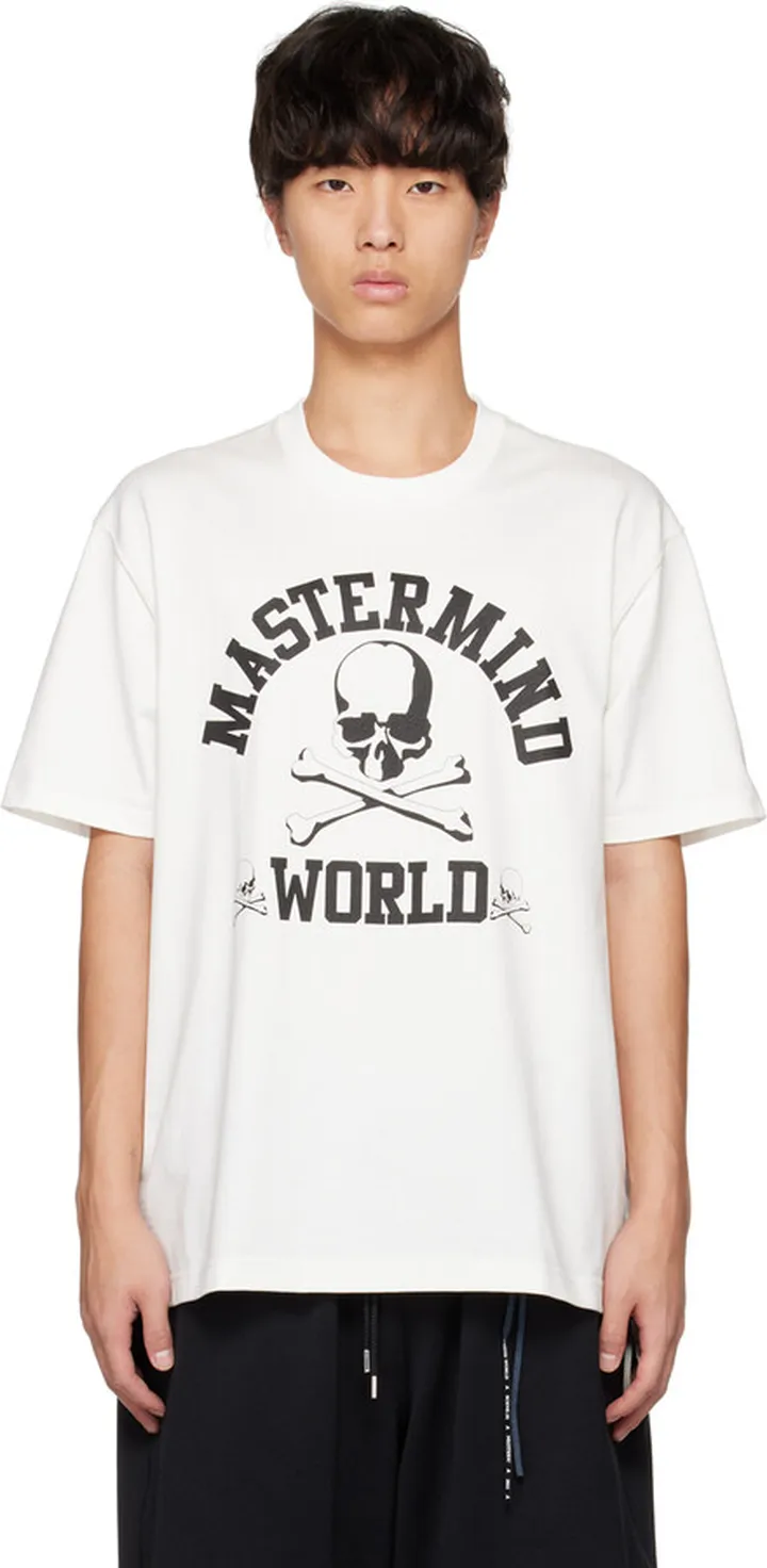 mastermind WORLD White College T-Shirt