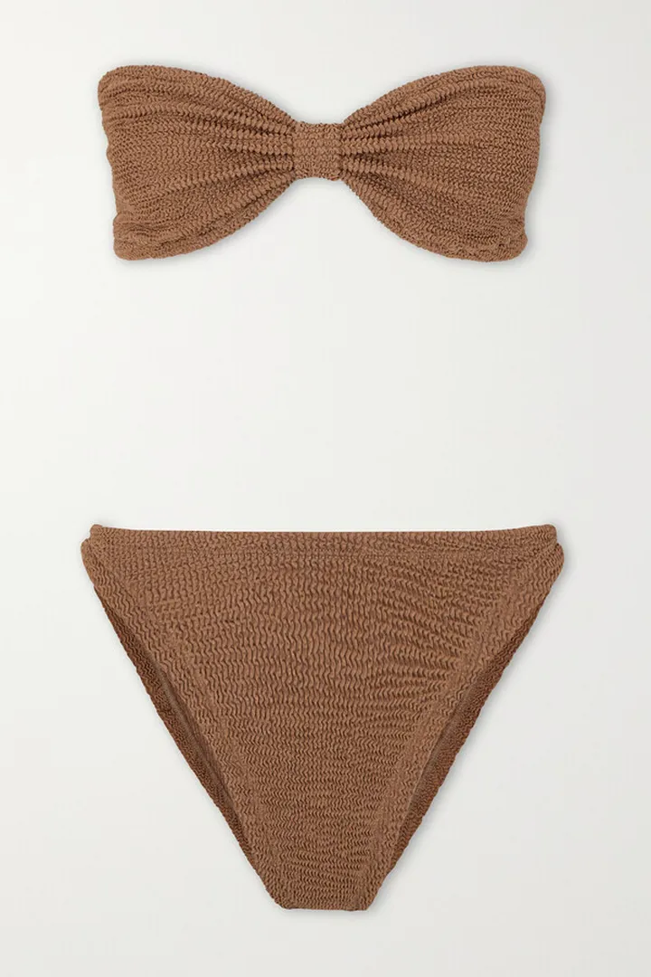 Hunza G - + Net Sustain Jean Seersucker Bandeau Bikini - Brown