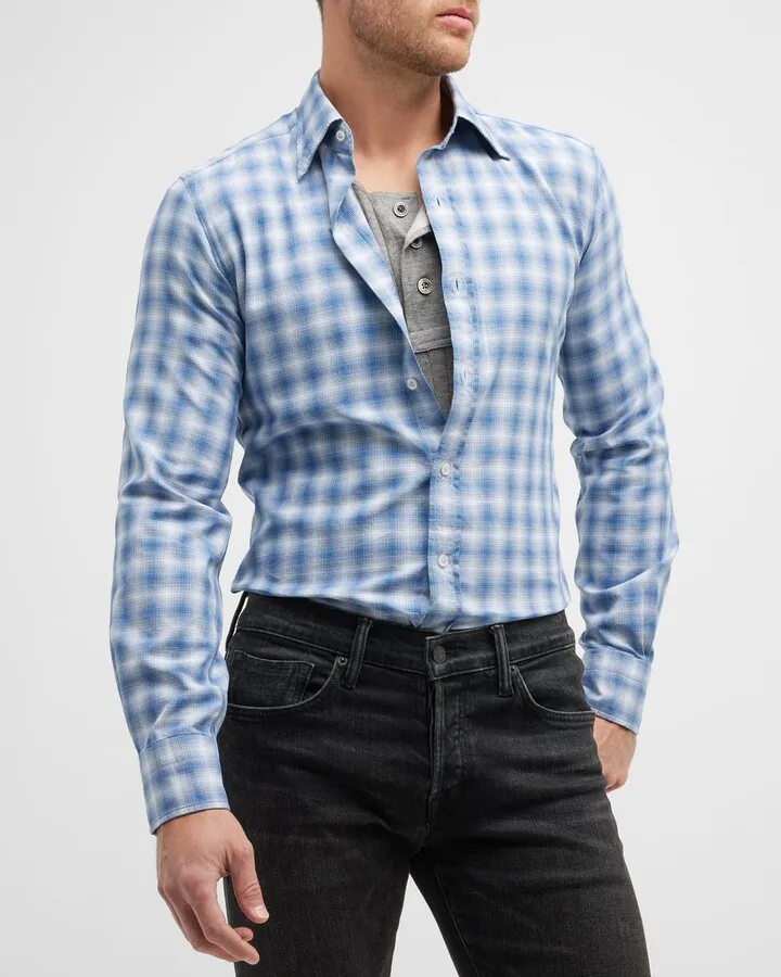 Men's Check-Print Sport Shirt