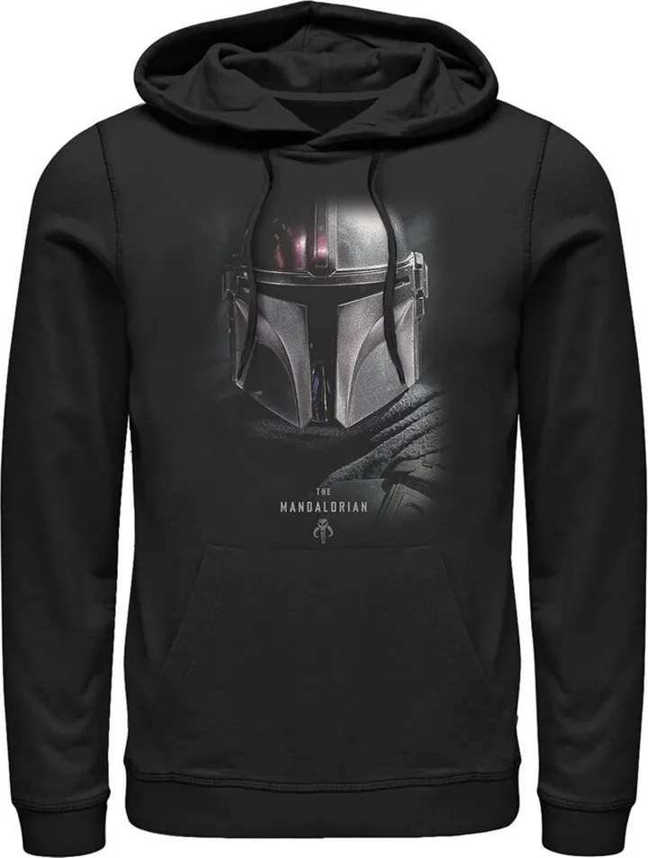 Men's Star Wars The Mandalorian Bounty Hunter Shadow Pull Over Hoodie - Black - X Large