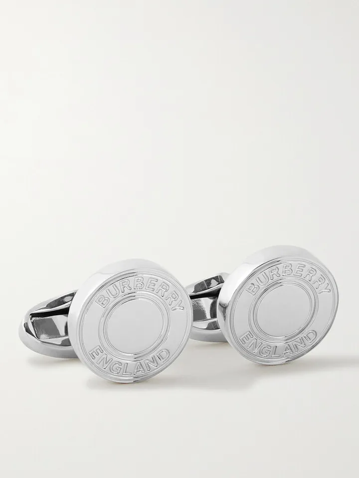 Logo-Engraved Palladium-Plated Cufflinks