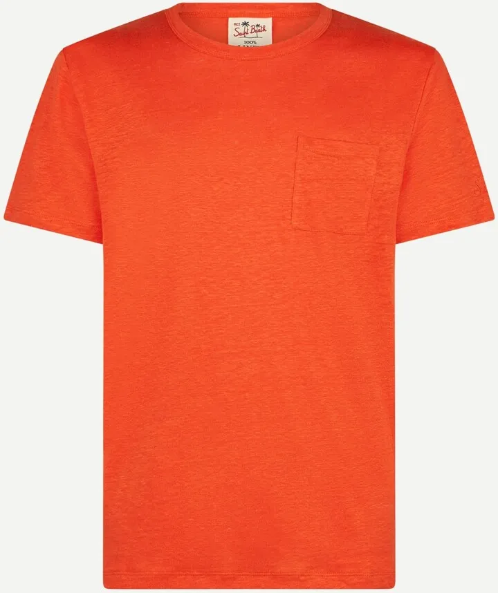 Man Orange Linen Jersey T-shirt