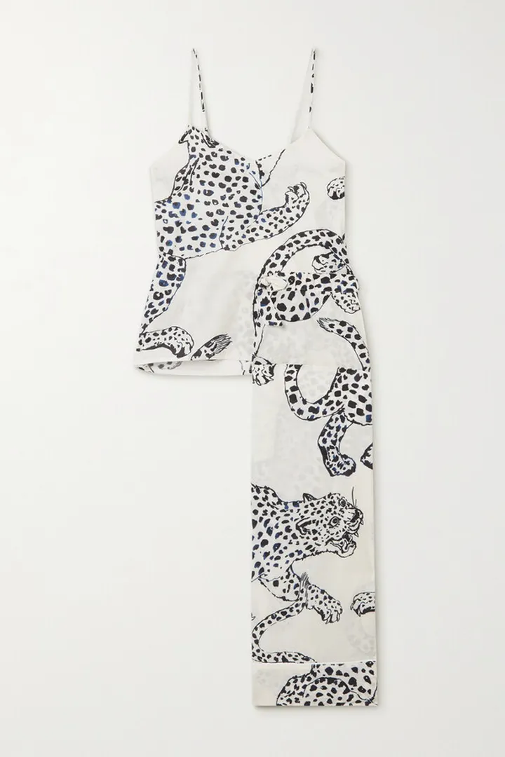 Desmond & Dempsey - Printed Organic Cotton Pajama Set - Cream