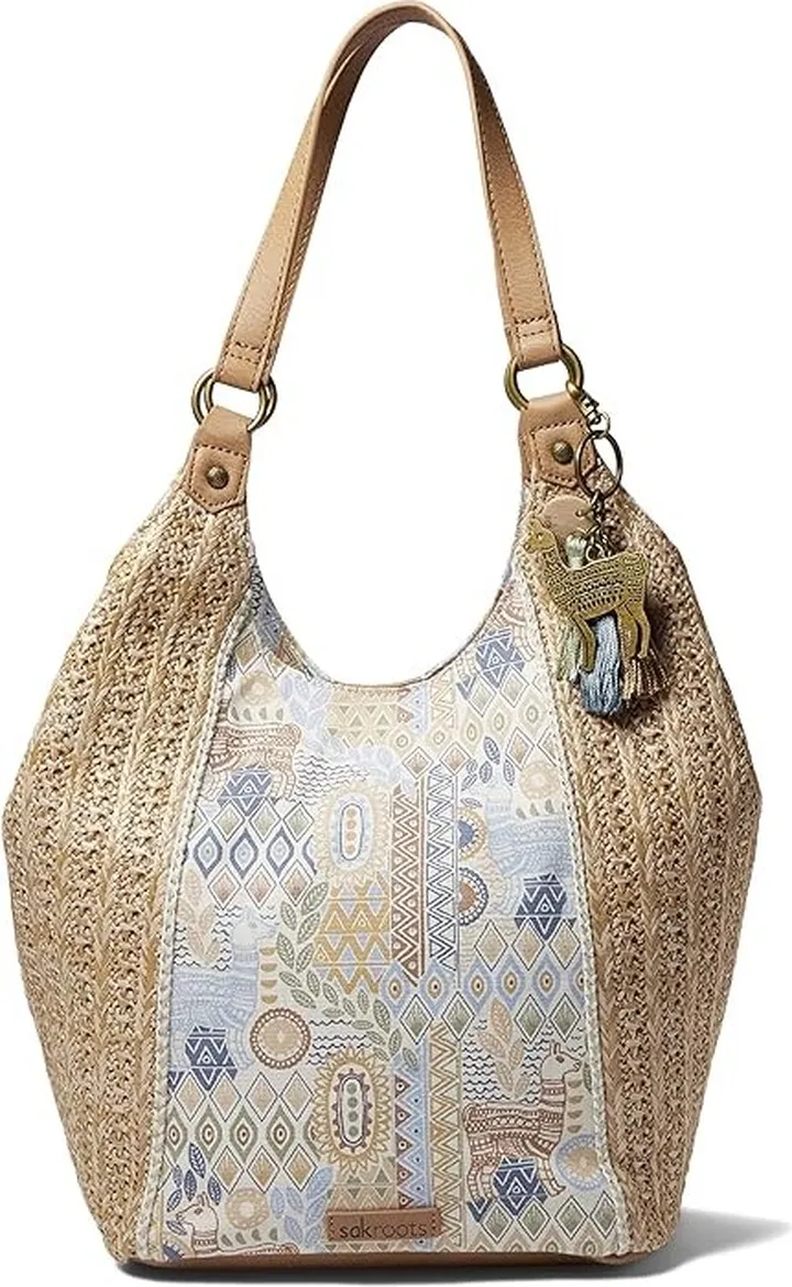 Sakroots Roma Straw Shopper (Natural Boho Wanderlust) Tote Handbags