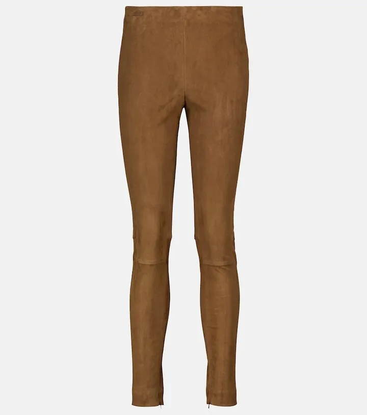High-rise suede skinny pants