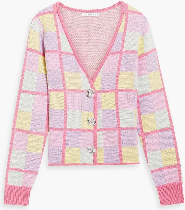 Checked knitted cardigan