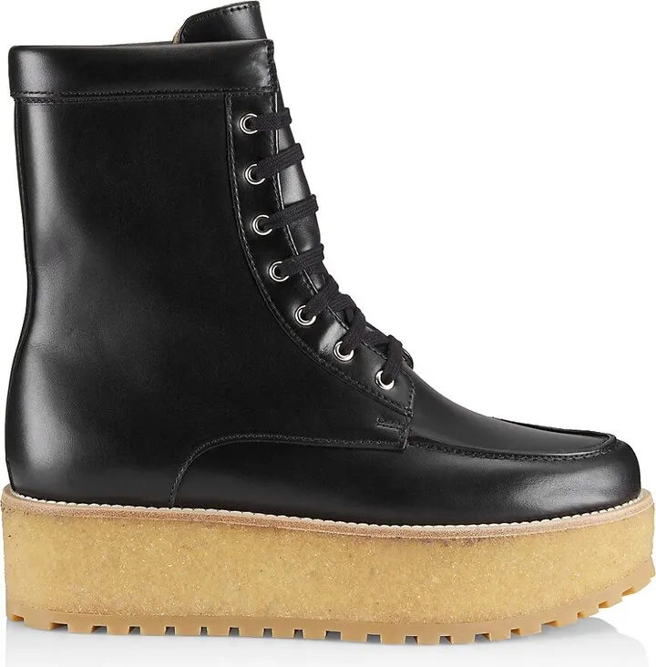 David Leather Platform Lace-Up Boots