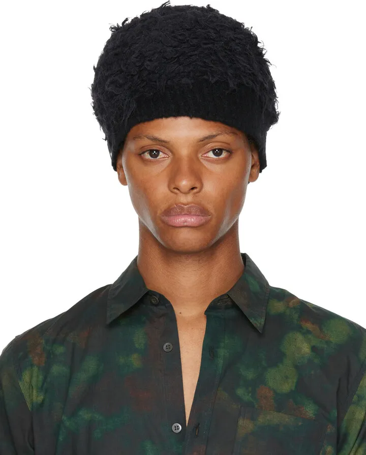 Dries Van Noten Black Bouclé Beanie