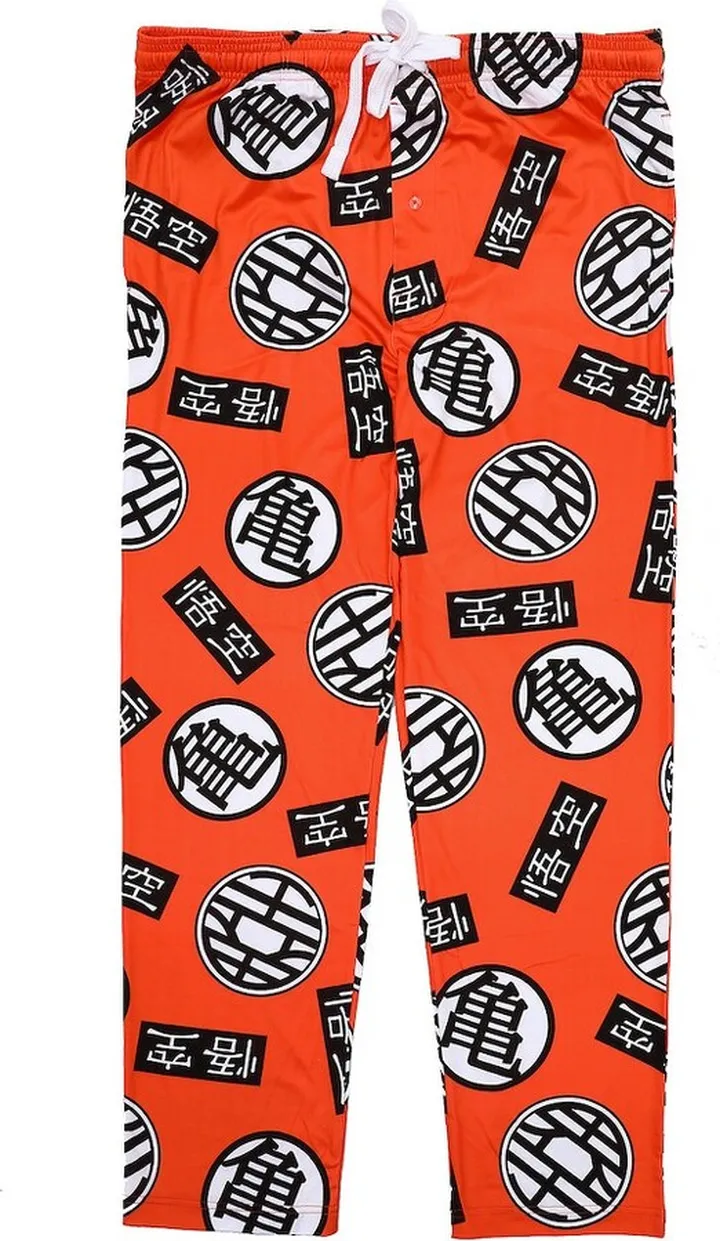 Dragon Ball Z Anime All over Print Kanji Symbols Men’s Orange Sleep Pajama Pants-XXL