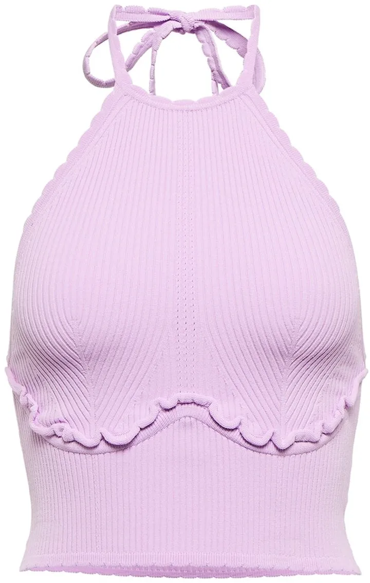 Ruffle-trimmed halterneck top