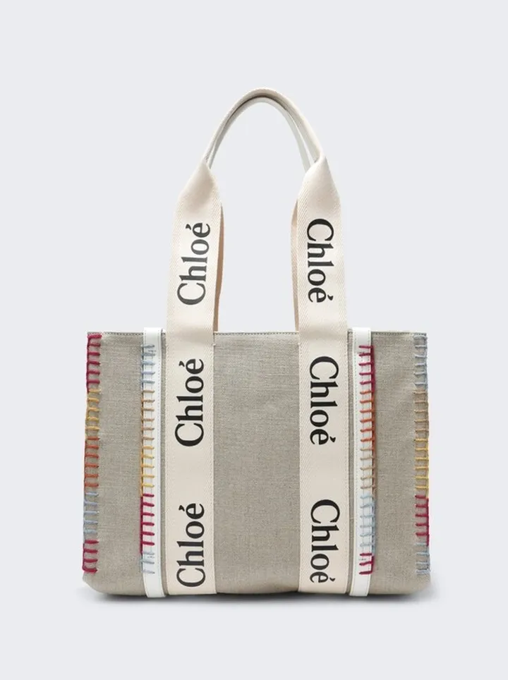 Medium Woody Tote Bag White