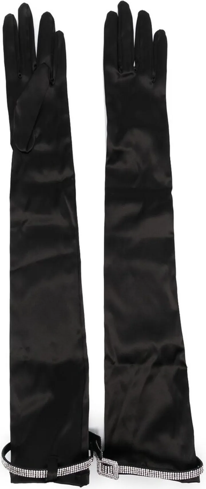Rhinestone-Embellishment Organic-Silk Gloves