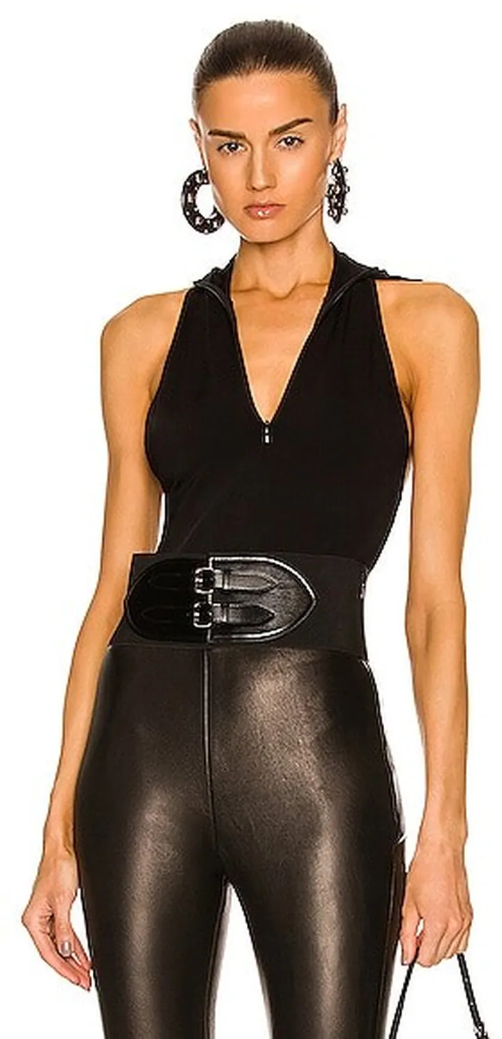 ALAÏA Hooded Bodysuit in Black