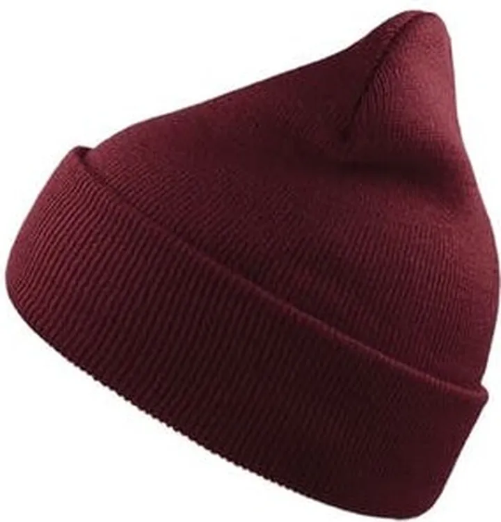 Atlantis Wind Double Skin Beanie With Turn Up - Burgundy