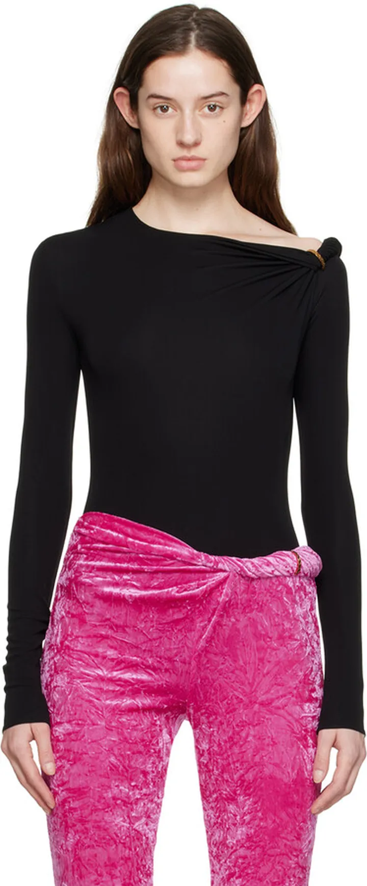 Versace Black 'La Greca' Bodysuit