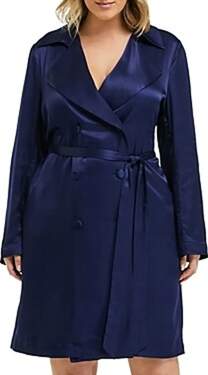 Estelle Plus Samantha Satin Trench Coat