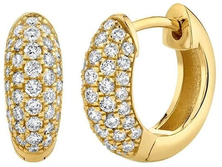 14kt Yellow Gold Diamond Pave Huggies