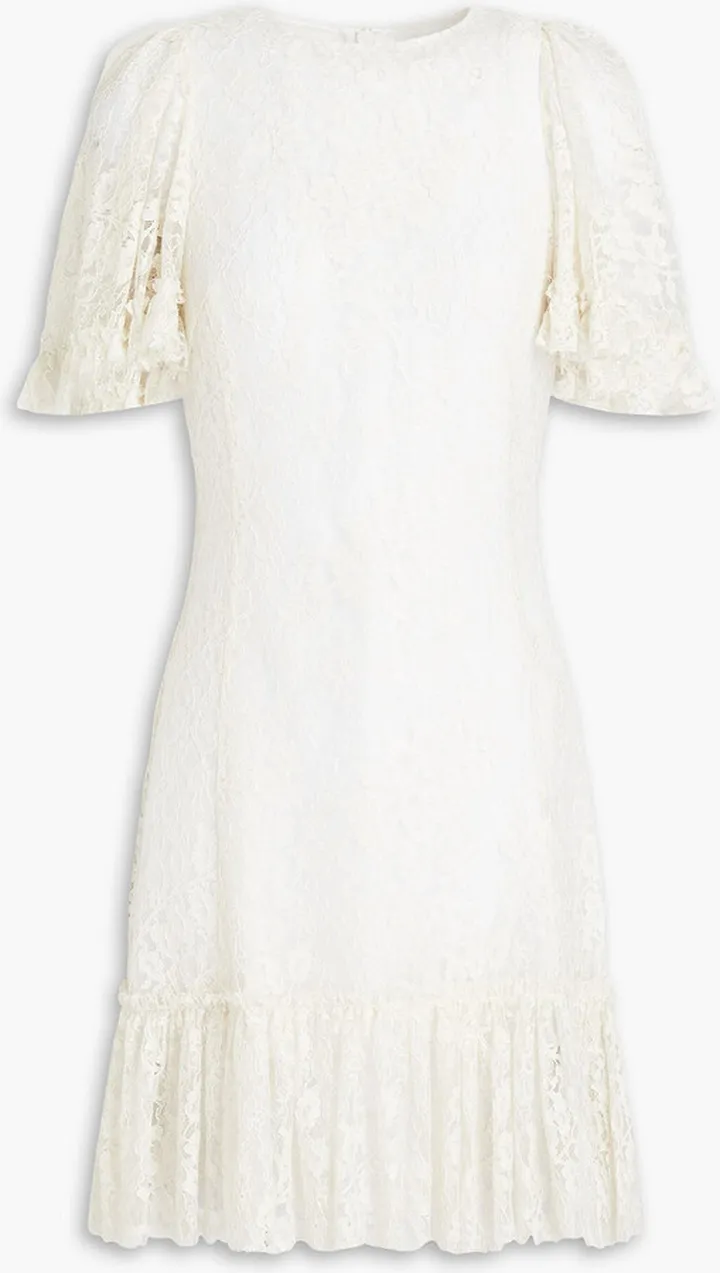 The Midnight Mystical gathered Leavers lace mini dress