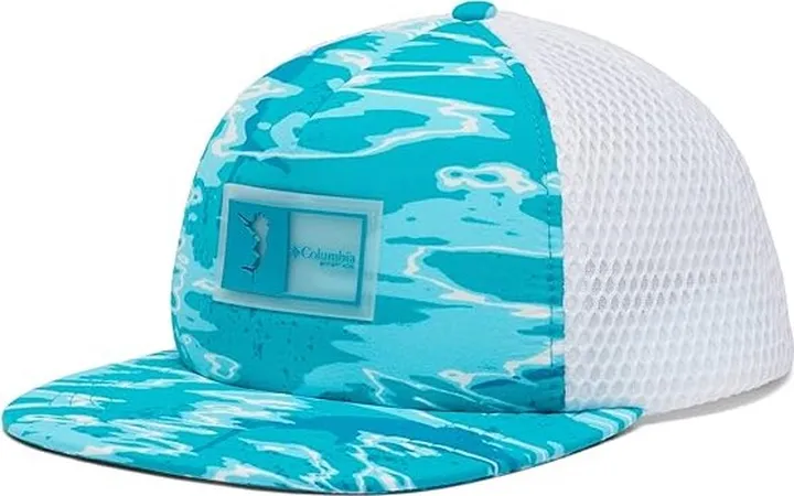 Columbia PFG Floating Flat Brim Snapback (Ocean Teal Ripples) Caps