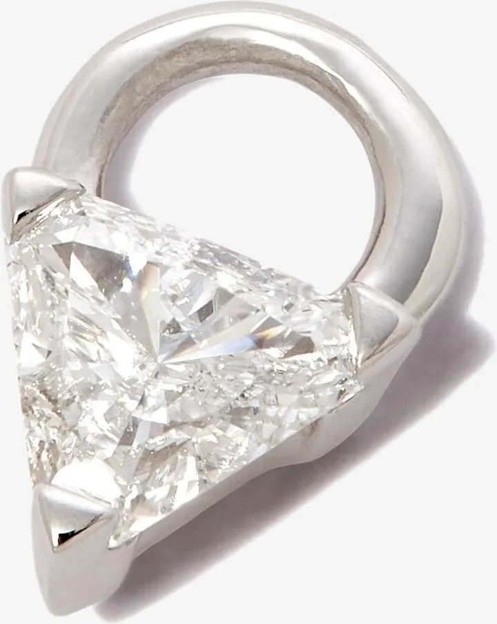 18K White Gold Diamond Triangle Charm