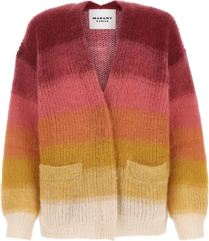 Isabel Marant Étoile Horizontal-Striped V-Neck Knitted Cardigan