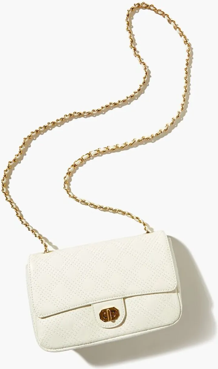 Faux Leather Crosshatch Crossbody Bag