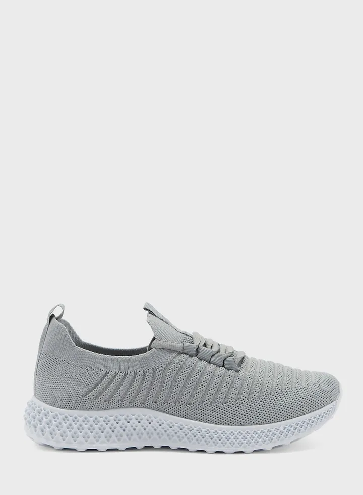 Striped Knit Lace Up Comfort Sneaker