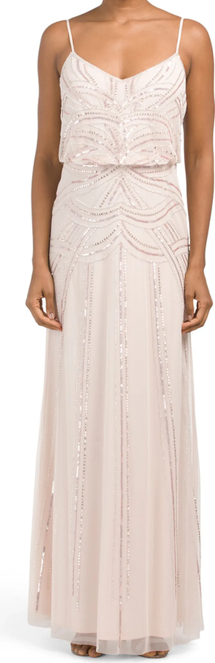 Sleeveless Beaded Blouson Gown