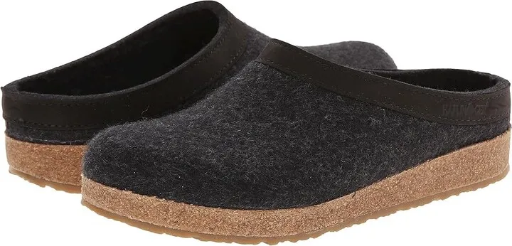 Haflinger GZL Leather Trim Grizzly (Charcoal) Clog Shoes