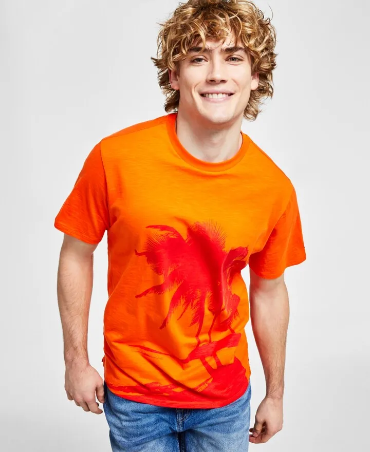 Guess Men's Eco Short-Sleeve Palm Tree Graphic T-Shirt