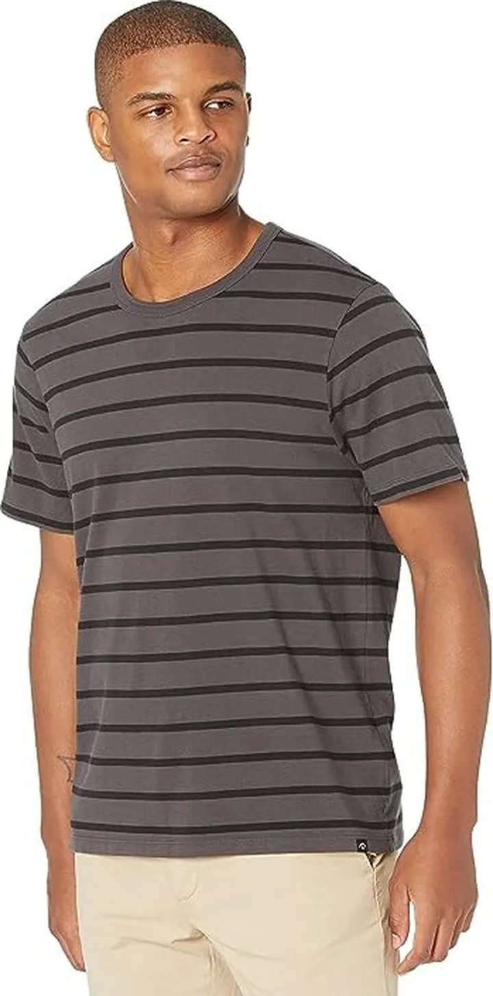 Madewell Garment-Dyed Allday Crew Neck Tee (Coal Stripe) Men's Clothing