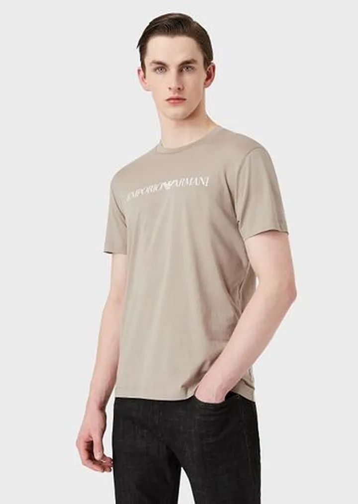 Pima jersey T-shirt with logo print