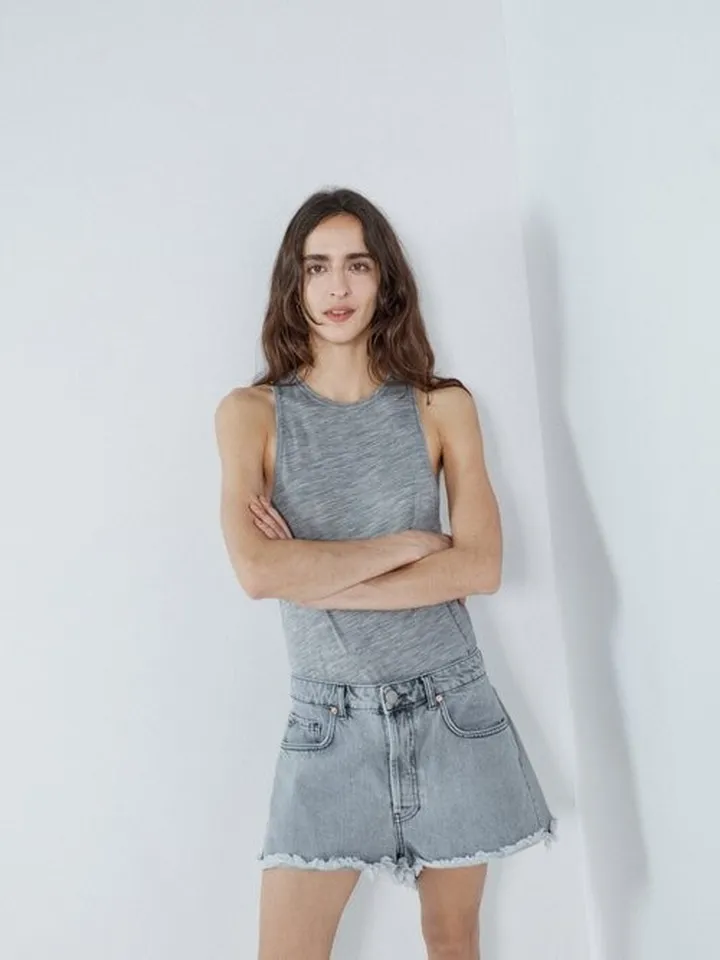 Tahiti Frayed-hem Organic Blend Denim Shorts